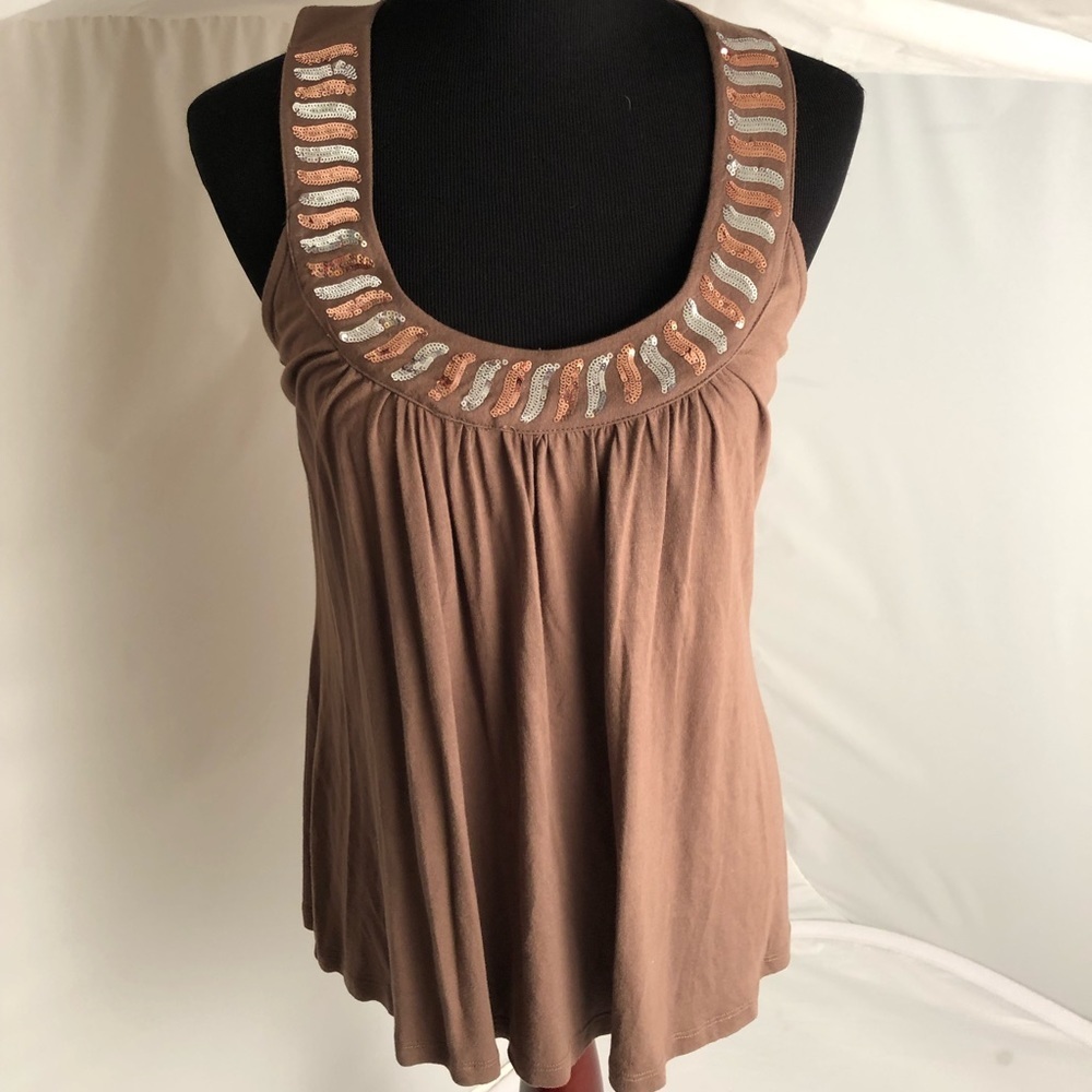 Kische brown sequin sleeveless top M